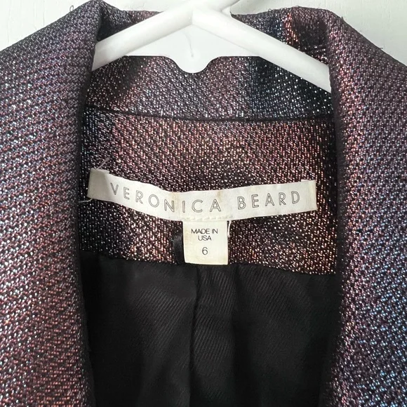 VERONICA BEARD Ashburn Metallic Blazer/Pants Full Suit Set Sz 6 - Picture 6 of 13